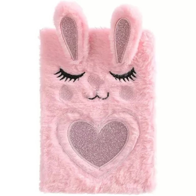 Caderno Pelúcia Coração Rosa